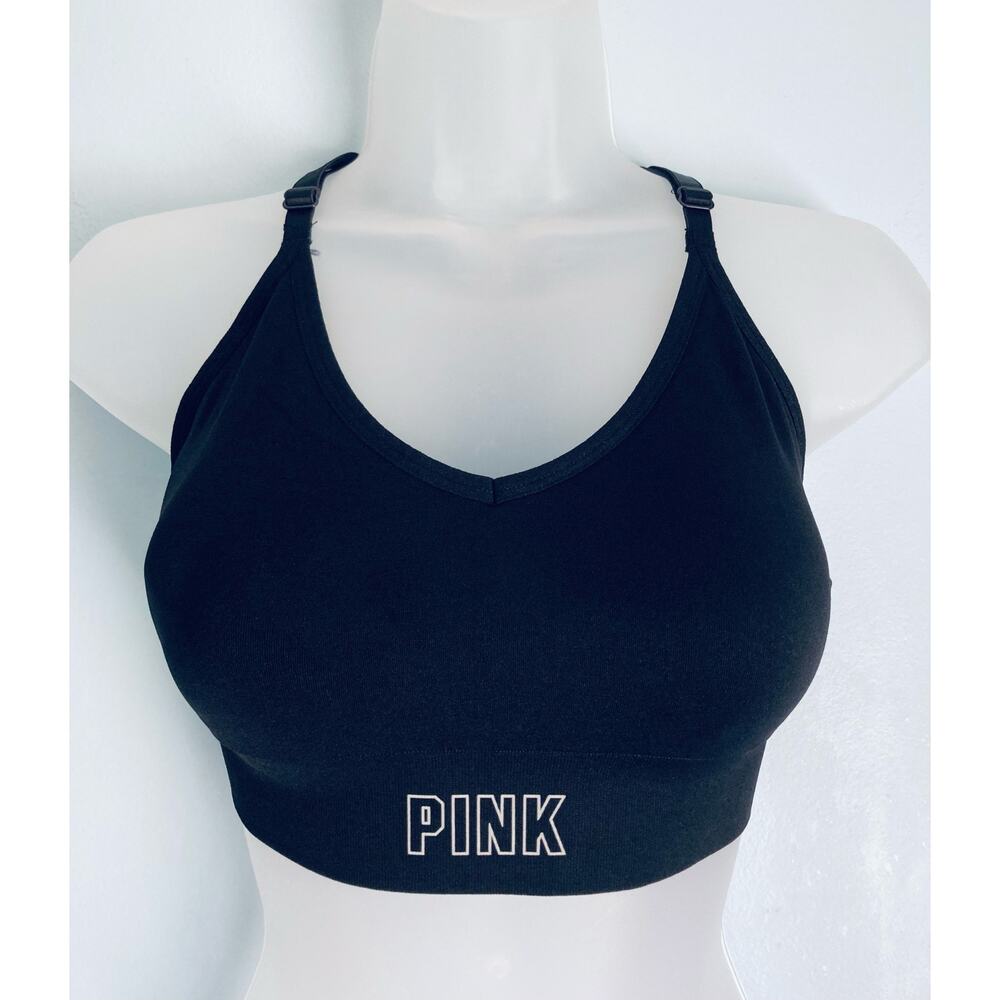 NWOT PINK Sport Seamless Lightly Lined Sports Bra Black Medium